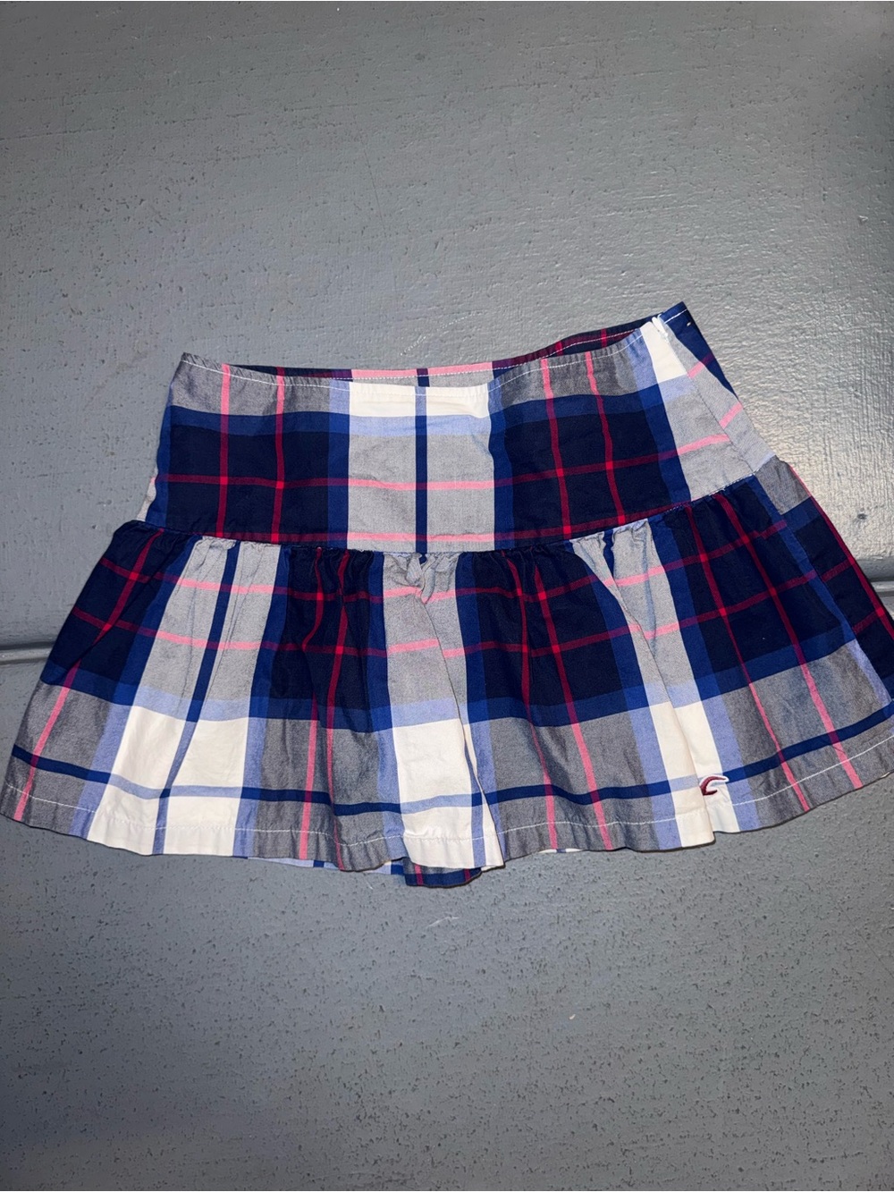 Hollister Blue, White & Pink Plaid Ruffle Skirt